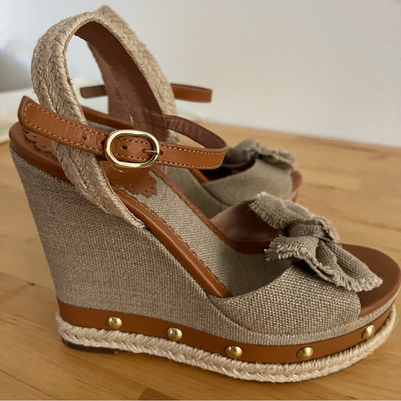 Red Valentino Knotted Bow Espadrille Wedge Sandals, 38.5 - Picture 1 of 15